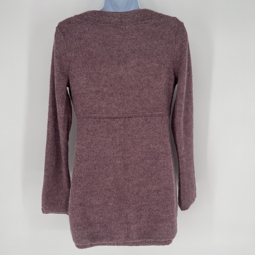 Garnet Hill Womens Y2K Babydoll Deep V Sweater Size S Purple Alpaca Blend Boho - Picture 4 of 13